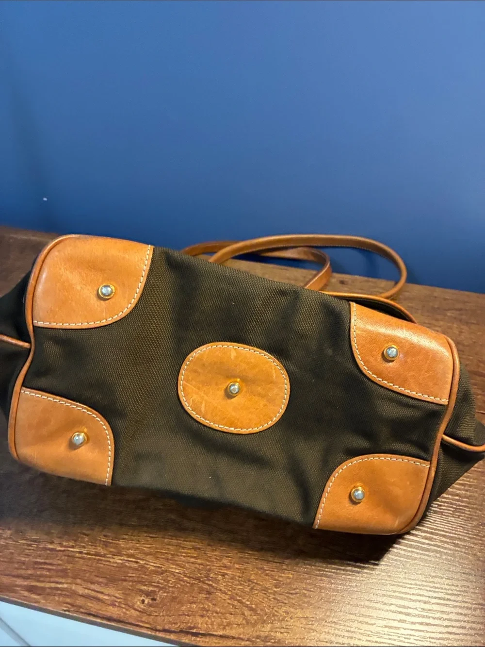 Eric Javits Canvas Tote Bag with Leather Trim - Picture 7 of 9
